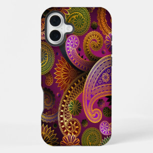 Paisley Lila iPhone 16 Plus Hülle