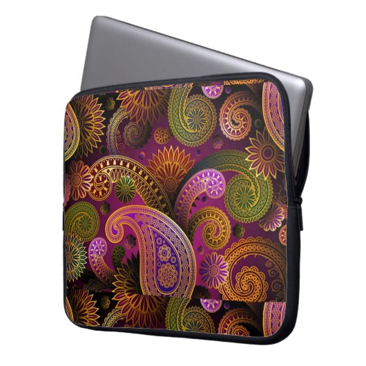Paisley Lila Laptopschutzhülle (Vorderseite Links)
