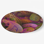 Paisley Lila Pappteller (Schrägansicht)