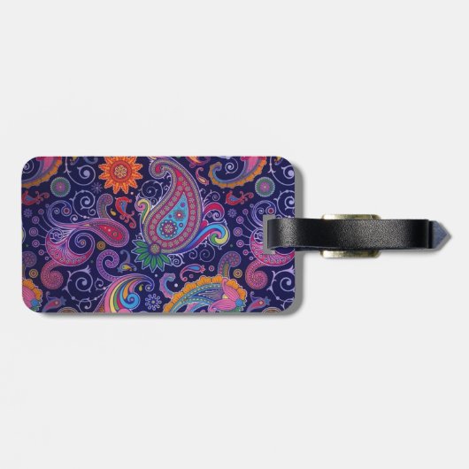 Paisley Lila pink Gepäckanhänger (Rückseite horizontal)