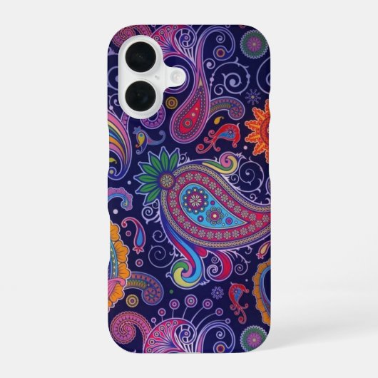 Paisley Lila Pink iPhone 16 Hülle (Rückseite)
