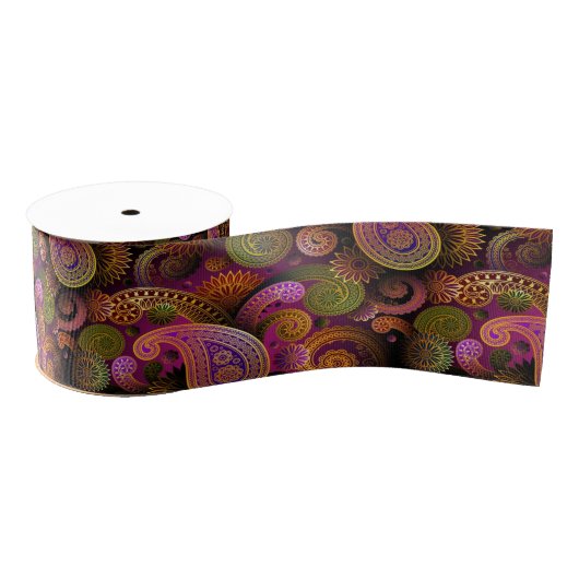 Paisley Lila Ripsband (Spule)