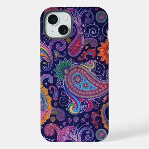 Paisley Lila Rosa iPhone 15 Plus Hülle