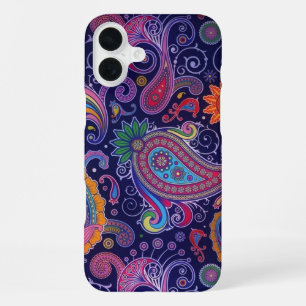 Paisley Lila Rosa iPhone 16 Plus Hülle