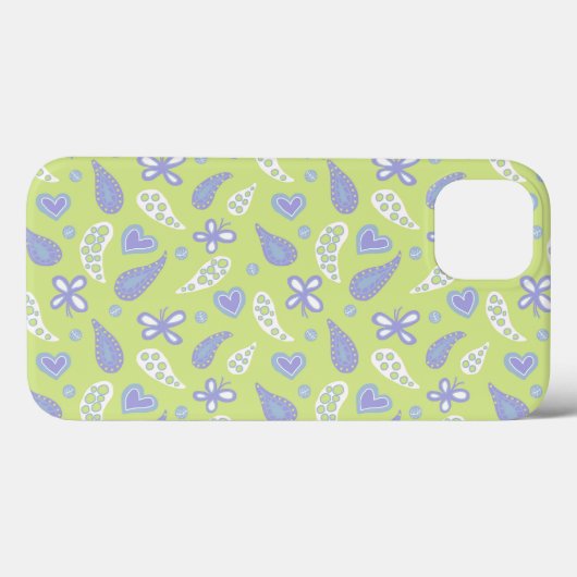 Paisley Lila und Limone Schmetterlinge und Herzen Case-Mate iPhone Hülle (Rückseite (Horizontal))