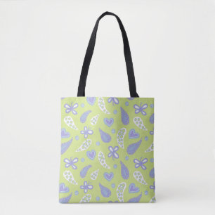 Paisley Lila und Limone Schmetterlinge und Herzen Tasche
