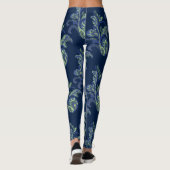 Paisley Lime Green und Blue Pattern Leggings (Rückseite)