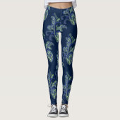 Paisley Lime Green und Blue Pattern Leggings (Vorderseite)