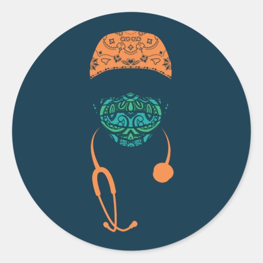 Paisley-Maske Runder Aufkleber (Vorderseite)