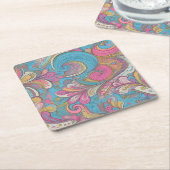 Paisley Mauve Coaster Rechteckiger Pappuntersetzer (angewinkelt)
