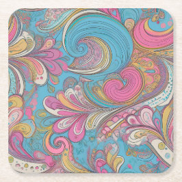 Paisley Mauve Coaster Rechteckiger Pappuntersetzer