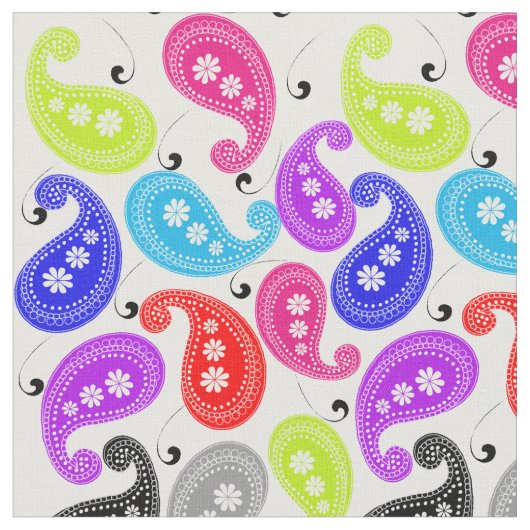Paisley Modern Bright farbenfrohe Muster Stoff (Nahaufnahme)