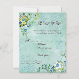 Paisley Modern Floral Blüh Swirl Wedding RSVP Karte