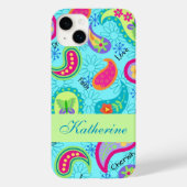 Paisley Modern Name Personalisiert Türkis Blue Case-Mate iPhone Hülle (Rückseite)