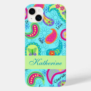 Paisley Modern Name Personalisiert Türkis Blue Case-Mate iPhone 14 Plus Hülle
