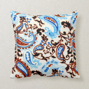 Paisley-Mokka-Blau Kissen