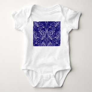 Paisley monochrome: blau, weiß Eleganz. Baby Strampler