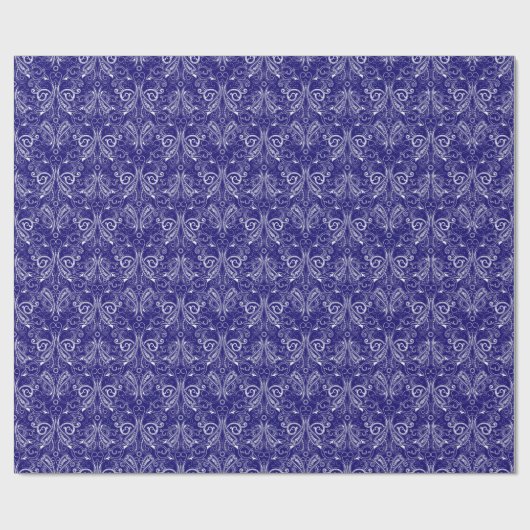 Paisley monochrome: blau, weiß Eleganz. Geschenkpapier (Flach)