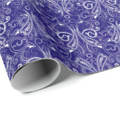 Paisley monochrome: blau, weiß Eleganz. Geschenkpapier (Rolleneckpunkt)
