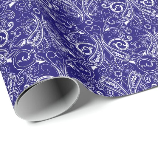 Paisley monochrome: blau, weiß Eleganz. Geschenkpapier (Rolleneckpunkt)