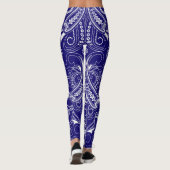 Paisley monochrome: blau, weiß Eleganz. Leggings (Rückseite)