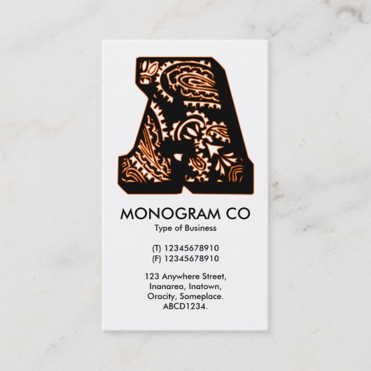 Paisley Monogram - A Visitenkarte (Vorderseite)