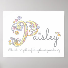 Paisley Monogram Art Girls Name und Bedeutung Post Poster
