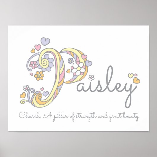 Paisley Monogram Art Girls Name und Bedeutung Post Poster (Vorne)