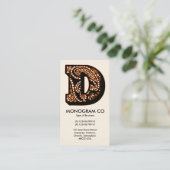 Paisley Monogram - D Visitenkarte (Stehend Vorderseite)