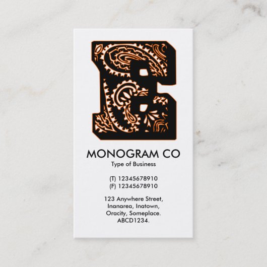 Paisley Monogram - E Visitenkarte (Vorderseite)