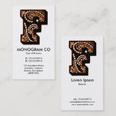 Paisley Monogram - F Visitenkarte (Vorne/Hinten)