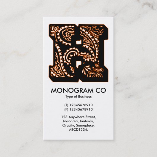 Paisley Monogram - H Visitenkarte (Vorderseite)