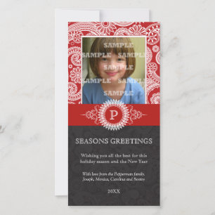 Paisley Monogram Holiday Foto Card Feiertagskarte