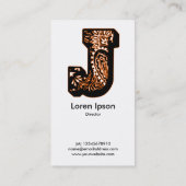 Paisley Monogram - J Visitenkarte (Rückseite)