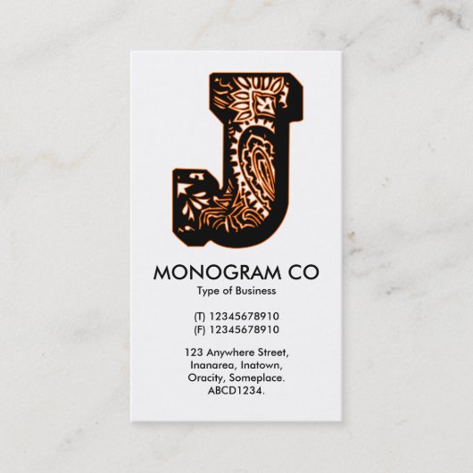 Paisley Monogram - J Visitenkarte (Vorderseite)