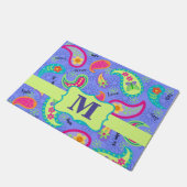 Paisley Monogram Modern Lavender Lila Muster Fußmatte (Schrägansicht)