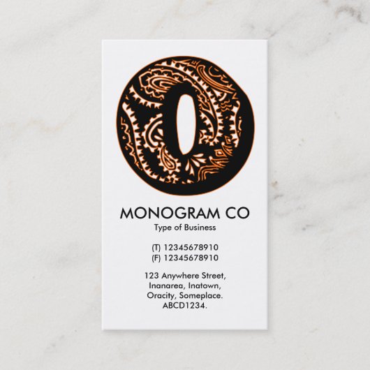 Paisley Monogram - O Visitenkarte (Vorderseite)