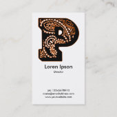Paisley Monogram - P Visitenkarte (Rückseite)