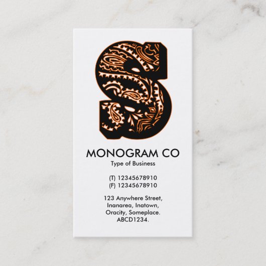 Paisley Monogram - S Visitenkarte (Vorderseite)