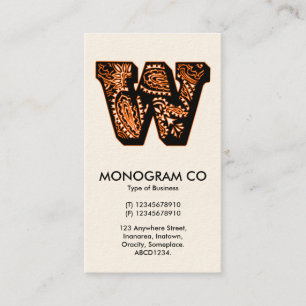 Paisley Monogram - W Visitenkarte