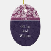 Paisley-Monogramm-erste Weihnachtsverzierung Keramik Ornament (Hinten)