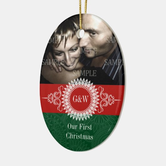 Paisley-Monogramm-erste Weihnachtsverzierung Keramikornament (Links)