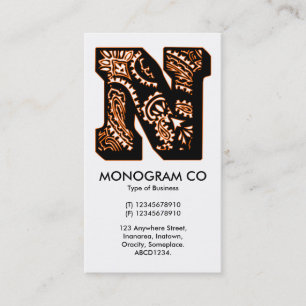 Paisley-Monogramm - N Visitenkarte