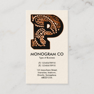 Paisley Monogramm - P Visitenkarte