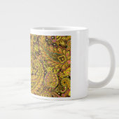 Paisley Motif in Yellow, Brown on Black Background Jumbo-Tasse (Rechts)