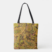 Paisley Motif in Yellow, Brown on Black Background Tasche (Rückseite)
