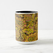 Paisley Motif in Yellow, Brown on Black Background Tasse (Zentrum)