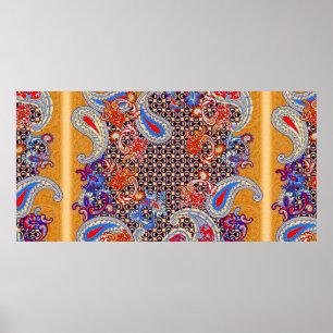 Paisley Multicolor-Schal-Design Poster