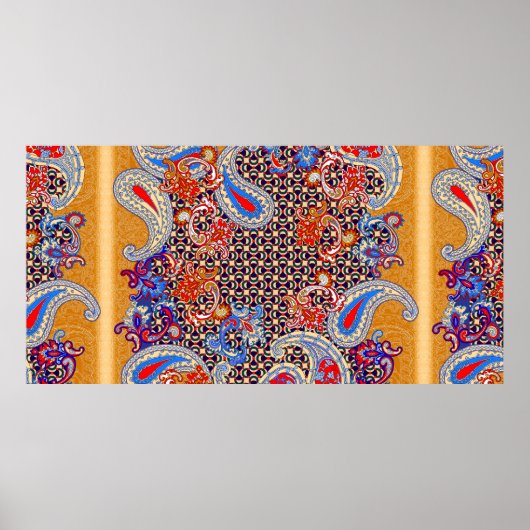 Paisley Multicolor-Schal-Design Poster (Vorne)