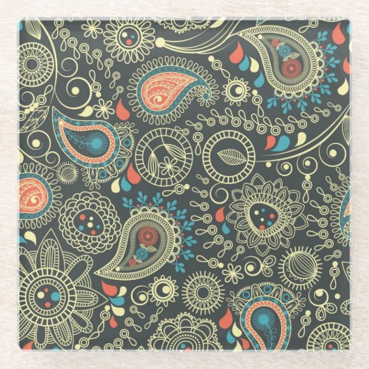 Paisley-Muster 3 Glasuntersetzer (Vorderseite)